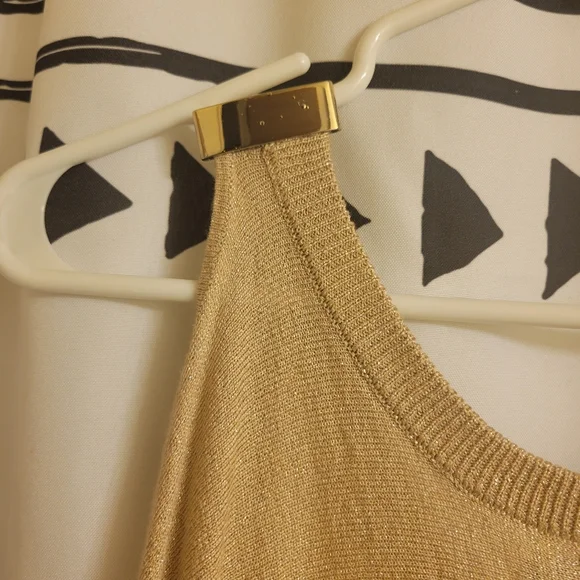 Gold Sparkling Colder Shoulder Sweater - Picture 4 of 4